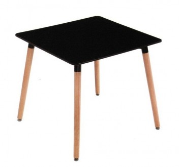 Обеденный стол, столешница из дерева, квадратная, цвет черный и белый, не лакиро. . фото 5