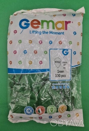 Надувные шары пастель зеленый 10" (25 см) Gemar 100 шт (1 пач) Тип: Воздушный ша. . фото 1