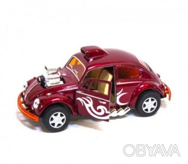 Машинка KINSMART "Volkswagen Beetle Custom-Dragracer". Металлическая, инерционна. . фото 1