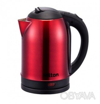 Качественный чайник электрический из нержавеющей стали HILTON HEK-200 красный
 Э. . фото 1