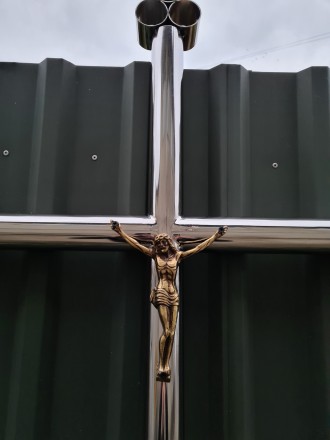 Хрест із нержавіючої сталі із труби діаметром 50.8мм., розмір 2300*750мм. Таблич. . фото 8