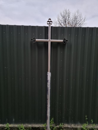 Хрест із нержавіючої сталі із труби діаметром 50.8мм., розмір 2300*750мм. Таблич. . фото 7