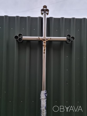 Хрест із нержавіючої сталі із труби діаметром 50.8мм., розмір 2300*750мм. Таблич. . фото 1