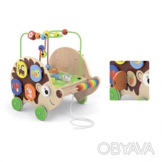 Детская деревянная игрушка-каталка Viga Toys 4 в 1 Ежик с бизибордом
С деревянно. . фото 1