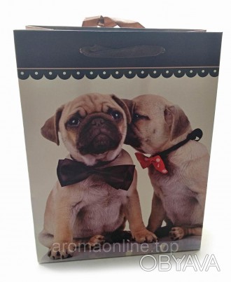 Пакет подарочный картонный "Кошки и Собаки" (18х23х8 см). . фото 1