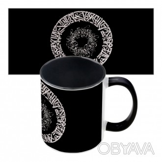 Чашка с принтом 65702 Каллиграфия #2 (черная) – отличная керамическая чашка, объ. . фото 1