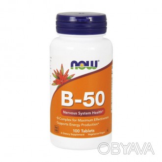 
 
Добавка с витамином B - B-50 NOW - обеспечивает организм полным набором витам. . фото 1