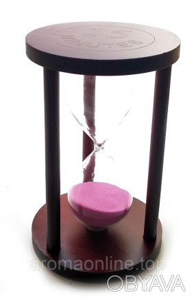 Часы песочные 15 мин розовый песок(14,5х9х9 см). . фото 1