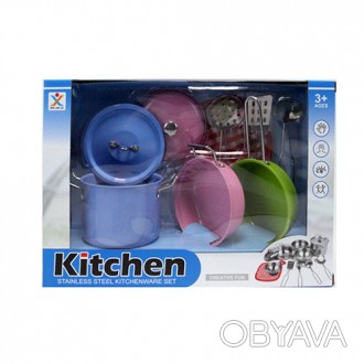 Набор игрушечной посуды 988-5, кастрюли, сковородки, кухонный набор, металл, при. . фото 1