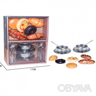 Набор игрушечной посуды YH2018-1C, чашка з блюдцем 2 шт., 2 ложки, металл, проду. . фото 1