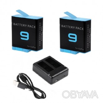 Набор: зарядное устройство + 2 аккумулятора для GoPro Hero 9\10\11 Black. Данный. . фото 1