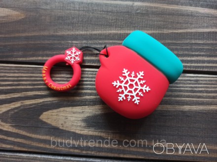 Футляр/кейс для наушников Apple AirPods (Новогодняя перчатка / Красный) Happy Ne. . фото 1