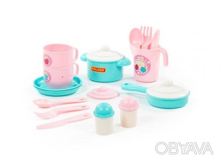 Детская игрушечная посудка Полесье представлена очень красивых цветах-нежных и н. . фото 1
