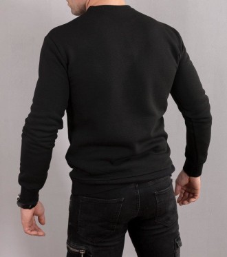 Артикул 303Мужская теплая толстовка с начесом, выполнена как пуловер, чёрного цв. . фото 3