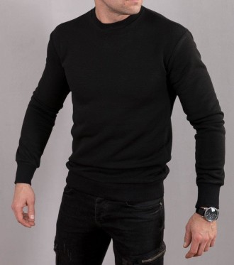 Артикул 303Мужская теплая толстовка с начесом, выполнена как пуловер, чёрного цв. . фото 6