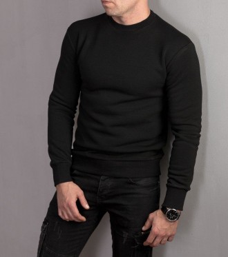 Артикул 303Мужская теплая толстовка с начесом, выполнена как пуловер, чёрного цв. . фото 4