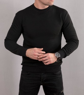 Артикул 303Мужская теплая толстовка с начесом, выполнена как пуловер, чёрного цв. . фото 5