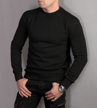 Артикул 303Мужская теплая толстовка с начесом, выполнена как пуловер, чёрного цв. . фото 2