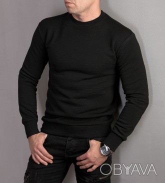 Артикул 303Мужская теплая толстовка с начесом, выполнена как пуловер, чёрного цв. . фото 1