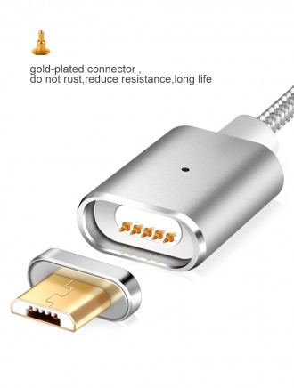 Магнітний Micro USB USB кабель. Колір золотистий.. . фото 3