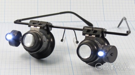 Лупа-очки бинокулярная Zhongdi NO.9892A-II с LED подсветкой, 20Х, 20-ти кратное . . фото 1