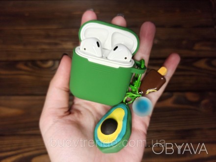 Футляр/кейс для наушников с брелком Apple AirPods (Зеленый)
Чехол для наушников . . фото 1