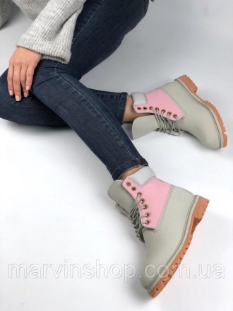 Женские ботинки серо-розовые демисезонные Timberland (03994). Киев. фото 1 Женские ботинки серо-розовые демисезонные Timberland (03994). Киев. фото 1