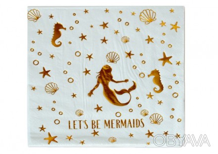 Декупажні серветки Let's be mermaids 33*33cм, двошарові з фольгою СР9027
 
Вид т. . фото 1