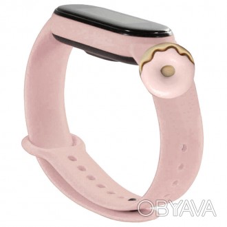 Силиконовый ремешок Cartoon Face для Xiaomi Mi Band 3/4 (Розовый / Donut). . фото 1