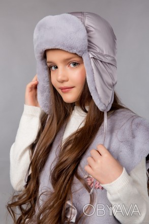 Зимняя детская шапка-ушанка с мехом для девочки. 
Оригинальный дизайн дополнит о. . фото 1
