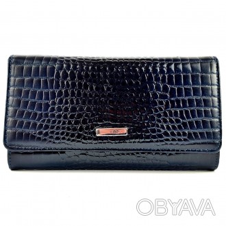 
Кожаный женский кошелек от турецкого бренда Karya. Снаружи темно-синий, а внутр. . фото 1