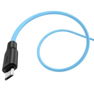 Дата кабель Hoco X21 Plus Fluorescent Silicone MicroUSB Cable (1m) (Красный). . фото 4