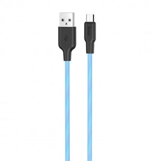 Дата кабель Hoco X21 Plus Fluorescent Silicone MicroUSB Cable (1m) (Красный). . фото 2