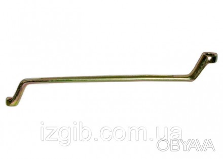 Ключ накидной 19x22 мм, желтый цинк СибрТех 14628, Ключ гаечный коленчатый имеет. . фото 1