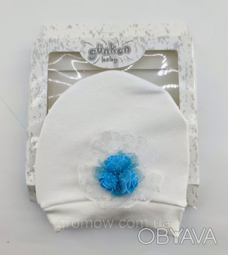 
Шапочка для новорожденного из легкой тонкой трикотажной ткани. Ткань: тонкий хл. . фото 1