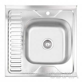 Кухонна мийка Lidz 6060-R 0,6 мм Satin (LIDZ6060RSAT06) виготовлена з нержавіючо. . фото 1