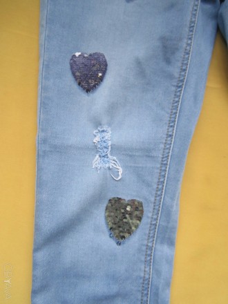 Леггинсы, джинсы  в сердечках с паеток, Justice, девочкам  на 12-14 лет.
Талия . . фото 5