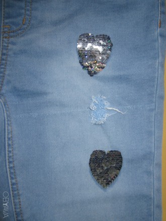 Леггинсы, джинсы  в сердечках с паеток, Justice, девочкам  на 12-14 лет.
Талия . . фото 6