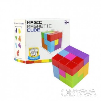 Головоломка магнитная "Волшебный кубик". Состоит из 7 цветных деталей разной фор. . фото 1