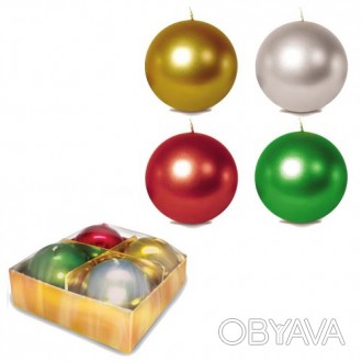Свеча-шар, диаметр - 5 см., металлик, 4 шт. Создаст новогоднюю атмосферу и напол. . фото 1