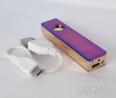 Электрическая USB зажигалка Слайдер - цвет хамелеон. Выполнена из металла, с вст. . фото 1