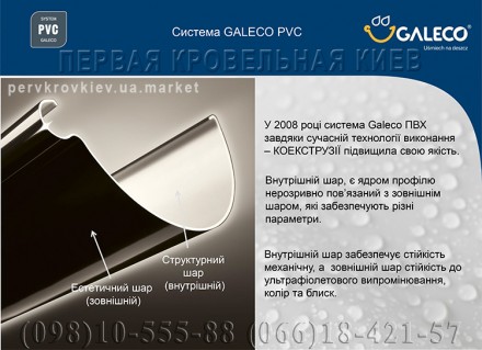 Водосточная система GALECO - Ø 90/50, 110/80, 130/80, 130/100, 150/100 - со скла. . фото 6