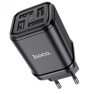 СЗУ HOCO C84A Resolute four-port charger (EU) (Черный). . фото 3