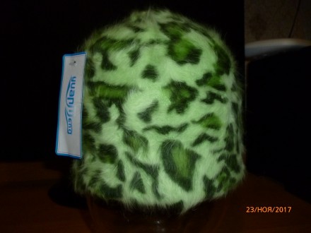 Предлагаю новую шапку из ангоры. Цвет зелёный леопард. Размер 48-52. Очень мягка. . фото 3