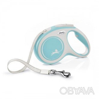 Flexi New Comfort M Tape поводок-рулетка (лента) голубая для собак до 25кг, 5м P. . фото 1