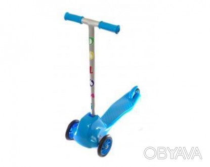 Детский Самокат Doloni Toys (голубой) из антискользящего пластика на трех колеса. . фото 1