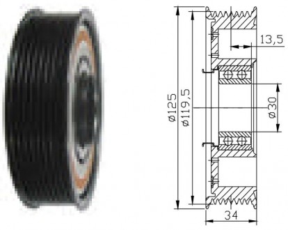 Электро магнитная муфта компрессора Denso 10PA15C / 10PA17C / 10PA20C , 10S17C 1. . фото 6