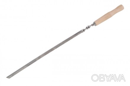 Зручна дерев'яна ручка гвинт, що фіксує шампур на мангалі. Загострений кінець, д. . фото 1
