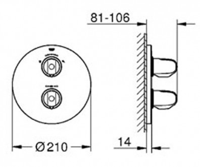Термостат для душу Grohtherm 1000 з вбудованим перемикачем на 2 положення
компле. . фото 3
