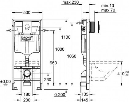 Інсталяція для унітазу Grohe Rapid SL 38722001 C маленьким ревізійним віконцем М. . фото 4